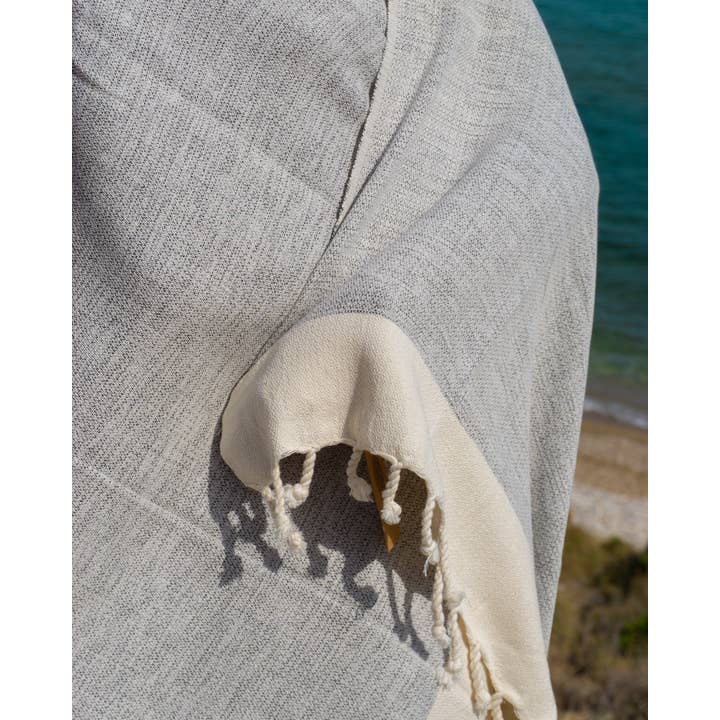 Samimi - Venta al por mayor Toallas de playa - Toalla de Hammam de Algodón MANOLIA, Manta Acogedora - Gris (180x100 cm)1