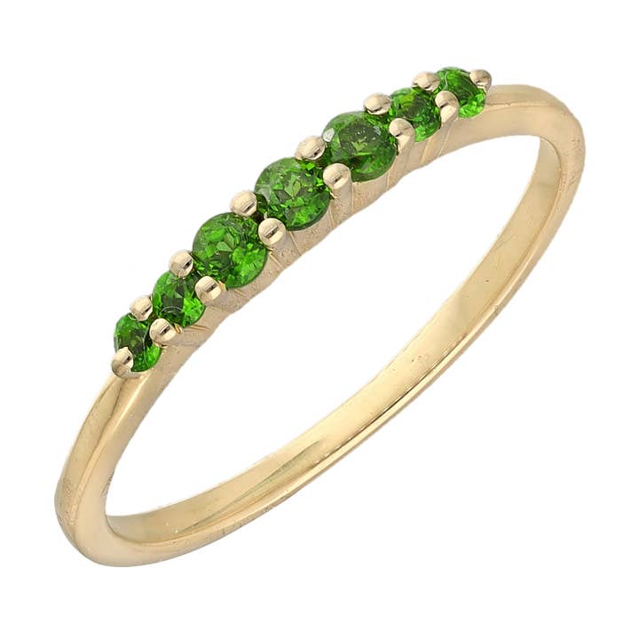 14K Gold Plated Silver Chrome Diopside Solitaire Ring for wholesale by Tiramisu