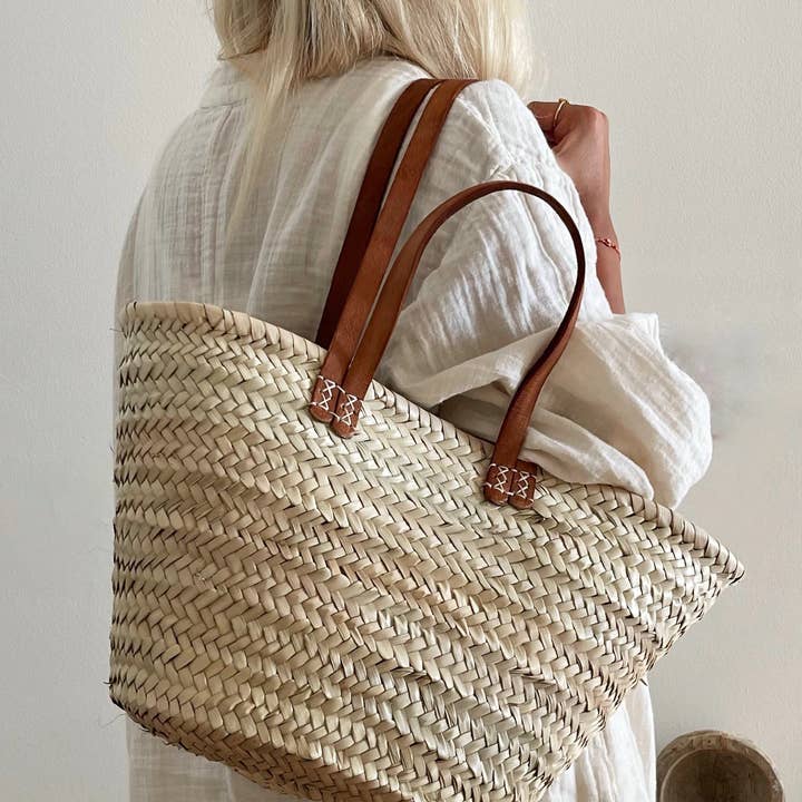 DarKech - Wholesale Beach Bag - French Basket Tote Bag with Double Handles