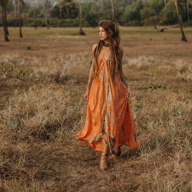 Revella The Label - Wholesale Dress - Women's - Skyla BOHO Halter Backless Printed Dress7