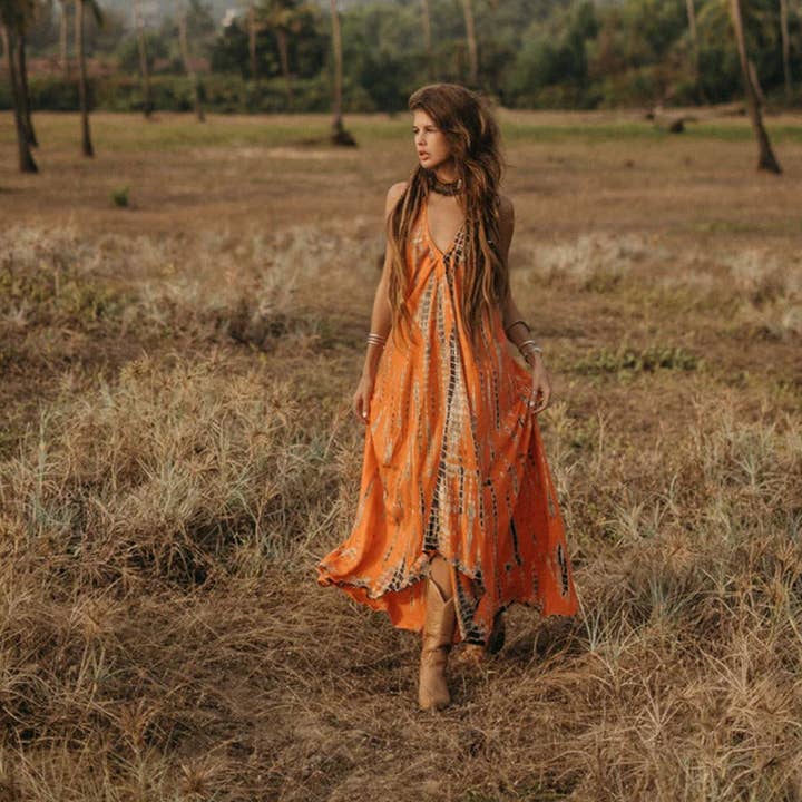 Revella The Label – wholesale Dress – Women's – Skyla BOHO Halter Backless Printed Dress7