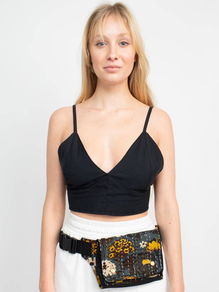 Mushroom Kantha Belt Bag for wholesale by Lakhays Collection Inc.