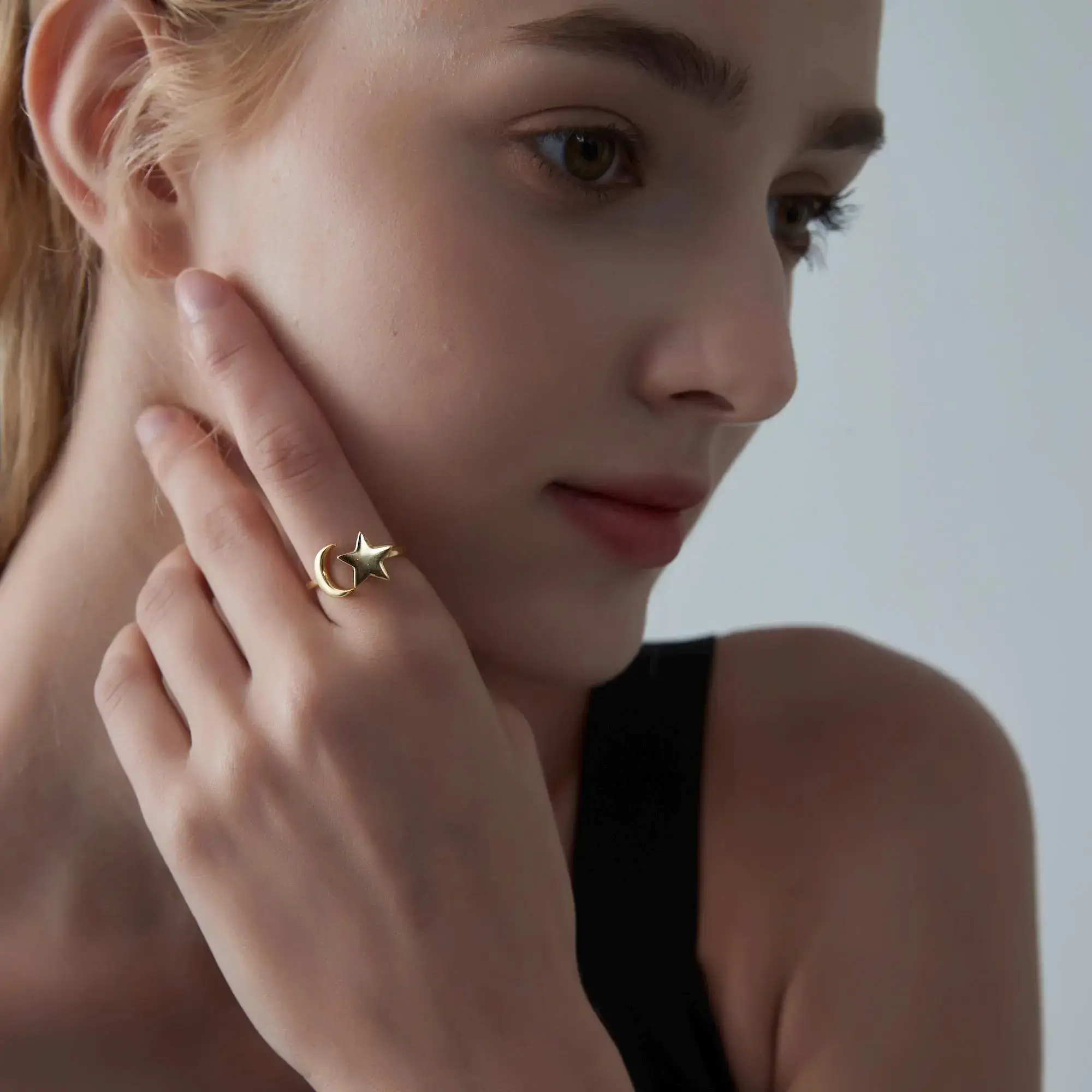 Perimade & Co. LLC – wholesale Band/Stackad Ring – Moon Star ångest fidget spinnarring i 925 Sterling Silver1