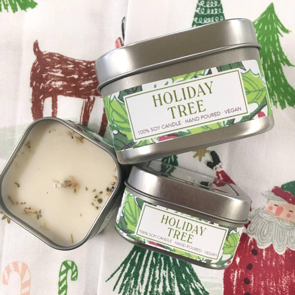 Green Daffodil Bath & Body - Wholesale Jar/Filled Candle - Holiday Tree Soy Candle in Large Tin - Christmas Tree3