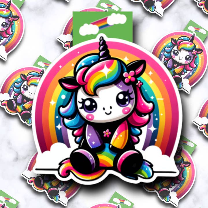 Marque-page magnétique holographique licorne joyeuse pour la vente par Misty Anthony Designs