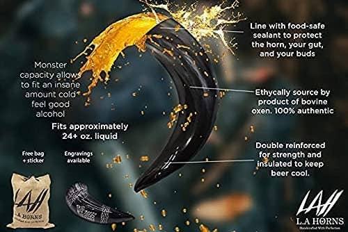 OnlyViking - Wholesale Drinking Glass/Cup - Premium Viking Drinking Horn Bundle 2Xl 18Oz Authentic2