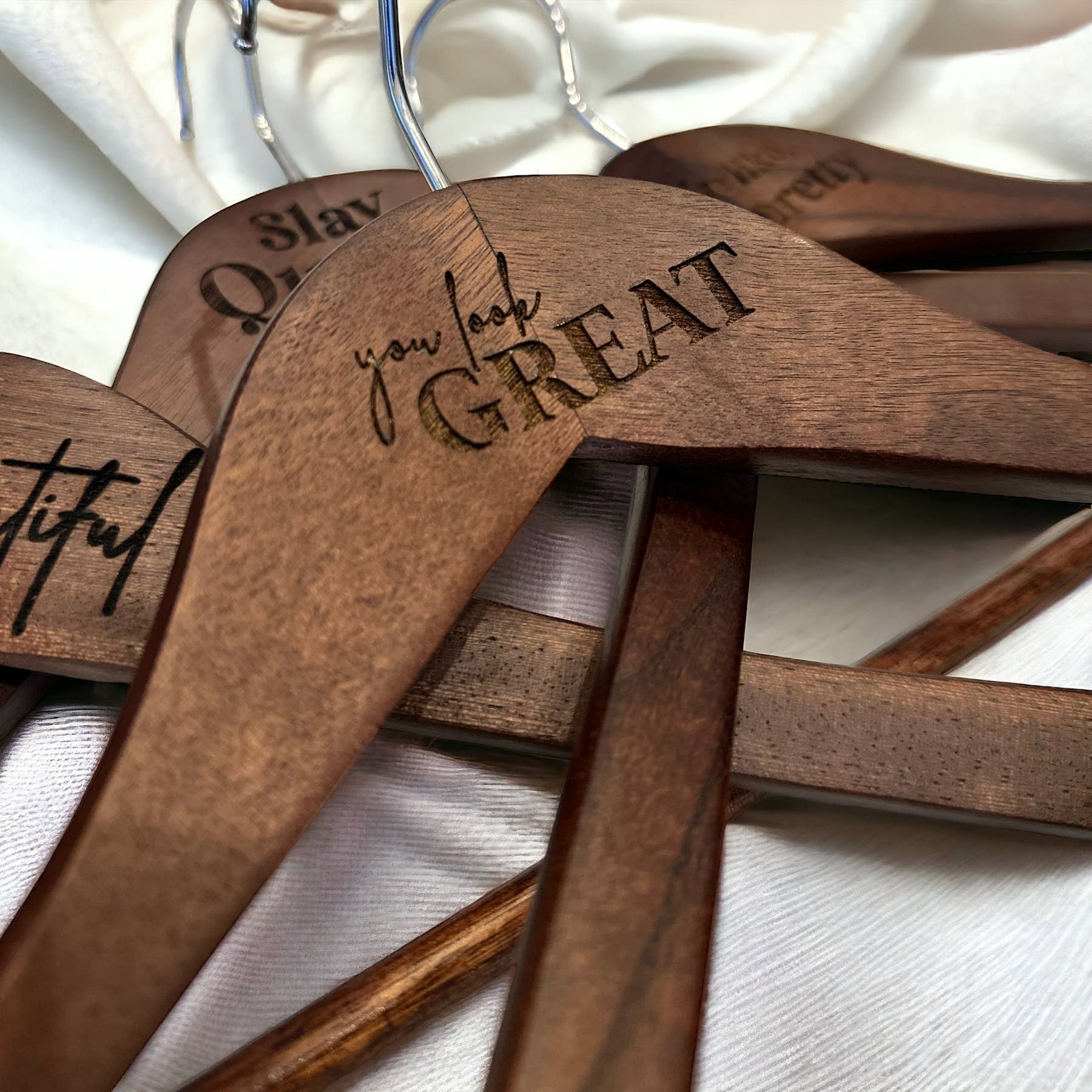 Wild Indigo - Wholesale Clothes Hangers - Positive Affirmation Wooden Hangers Set of 41