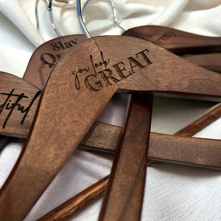 Wild Indigo - Wholesale Clothes Hangers - Positive Affirmation Wooden Hangers Set of 41