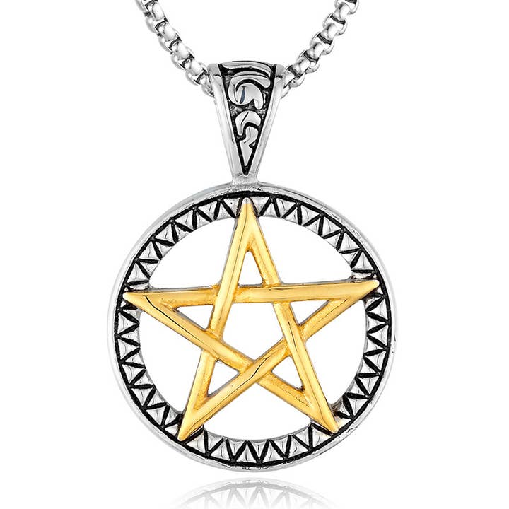 Gemcohub - Wholesale Pendant/Charm Necklace - Stainless Steel Pentagram Cast Pendant2