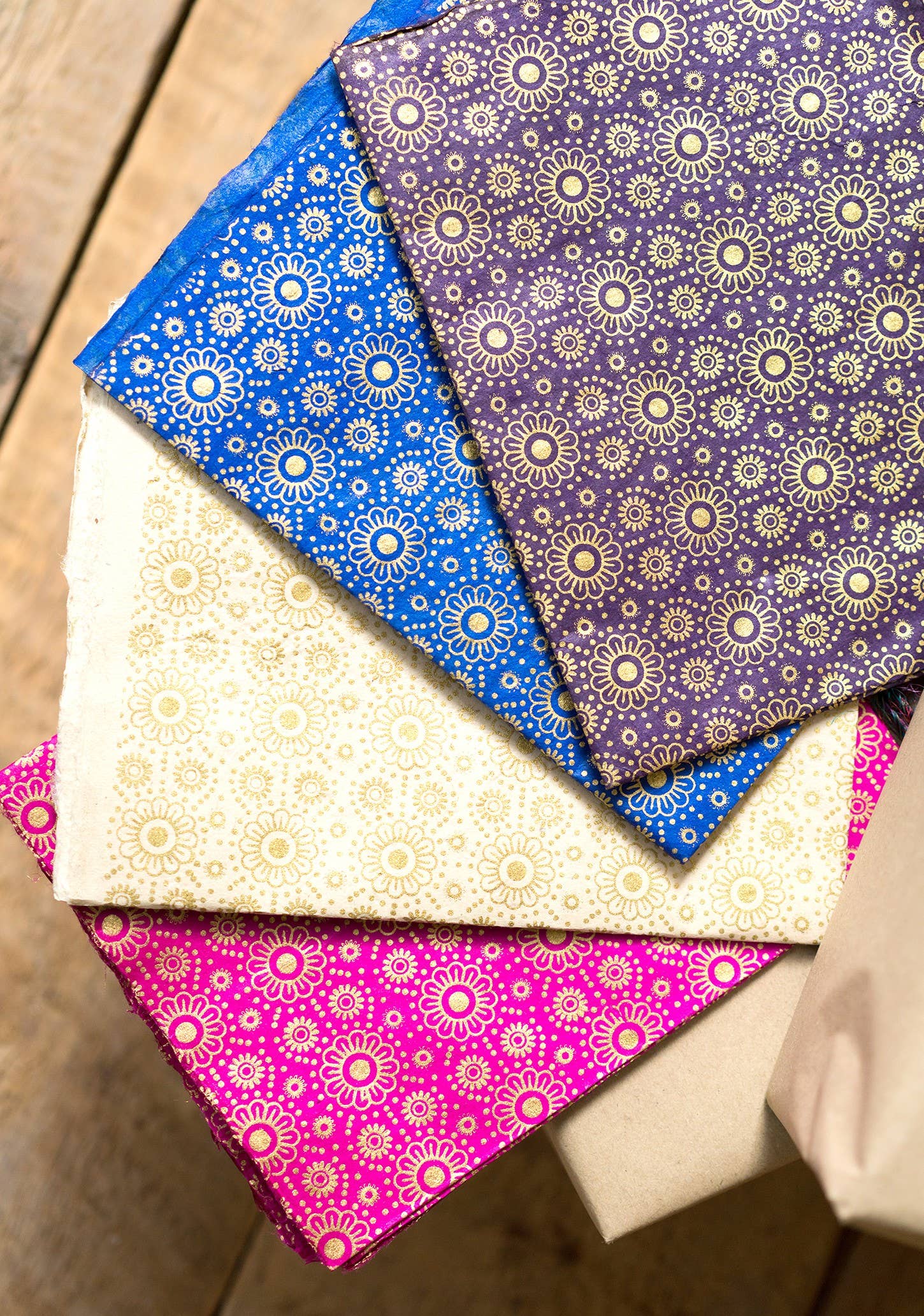 Namaste - Wholesale Flat Wrap - Flower Print Lokta Paper Gift Wrap2