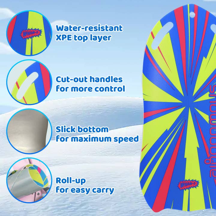 Sixale - Wholesale Sporting Accessories - Wham-O Snowboogie Snow Sled - 37" Single Rider Roll Up Air Slick Winter Sled (Graffiti/Line pattern)