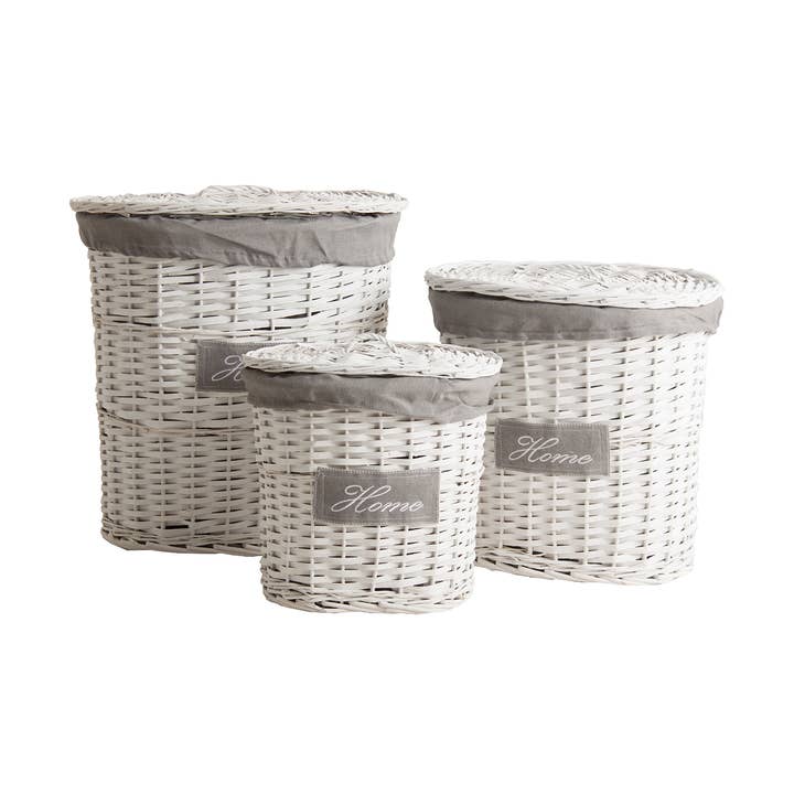 Basket J/3, Wicker, In White, 52X37X55cm for wholesale by B&B