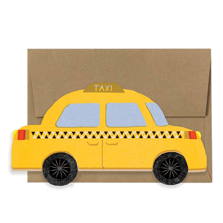 Isatopia - Vendita all'ingrosso Biglietti di auguri generici - Carta Yellow Cab - Collezione NYC Die Cut