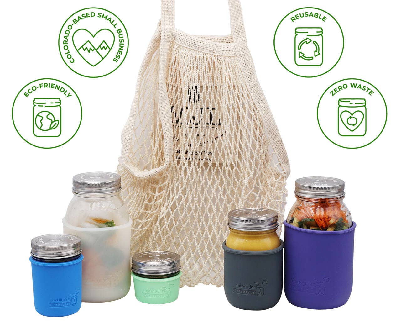 Mason Jar Lifestyle - Wholesale Grocery/Shopping Bag - Organic Cotton String Tote Bag with Pocket2