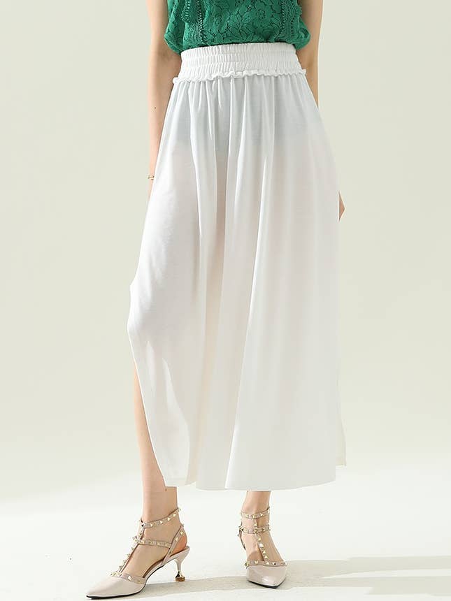 JUPE LONGUE TAILLE SMOCKÉE CWBLS133-S_BANDED AVEC POCHE pour la vente par NINEXIS