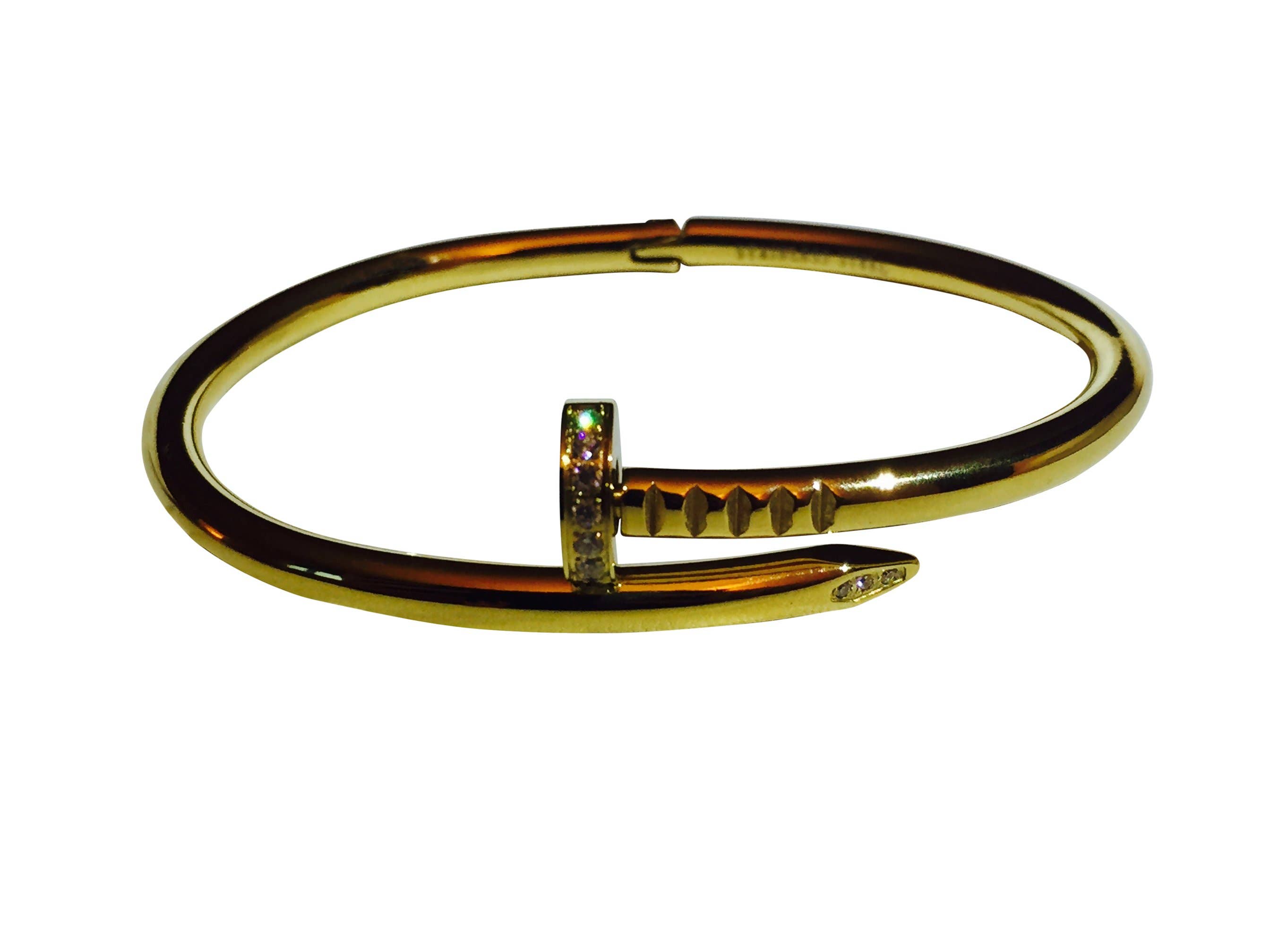 Modern Opus - Vente Bracelet manchette - Bracelet jonc en acier inoxydable plaqué or avec zircon cubique