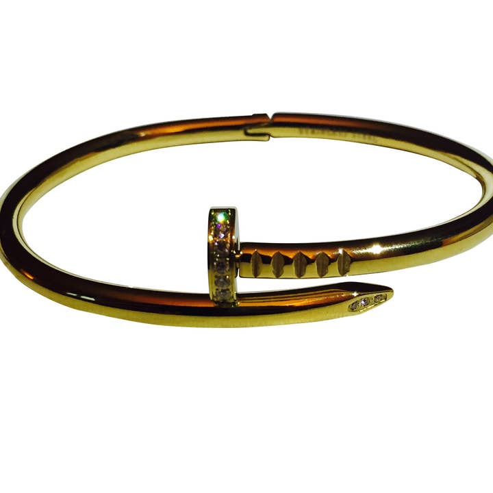 Modern Opus - Wholesale Cuff Bracelet - Gold Plated Stainless Steel Cubic Zirconia Bangle Bracelet