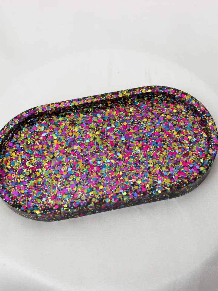 Resin Pill Tray - Party Glitter for wholesale by The Golden Girl Co.