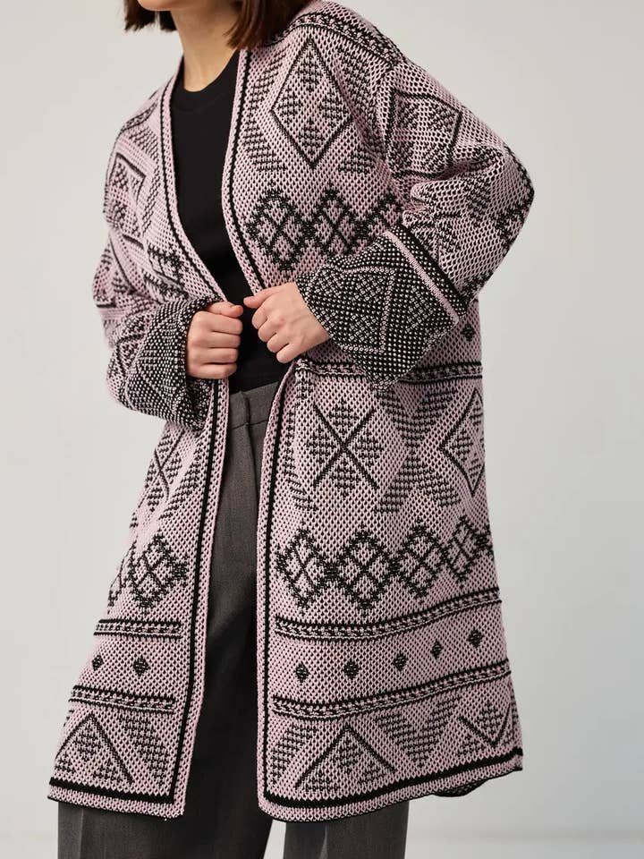 Cárdigan de Punto Acogedor para Mujer Ruta Color Polvo para venta al por mayor de Handmade Originals Ukraine