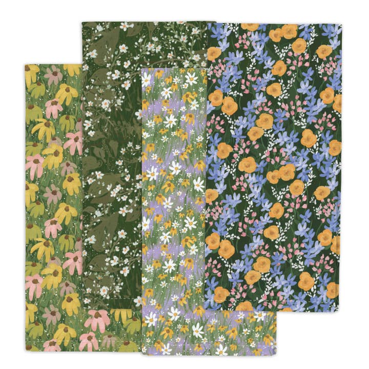 Conjunto de Toalhas de Cozinha com Flores Pintadas por atacado de 1canoe2 | One Canoe Two Paper Co.