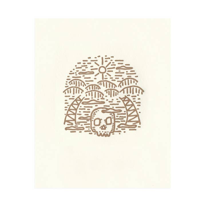 Paradise Skull - Letterpress Print for wholesale by byHarryDiaz