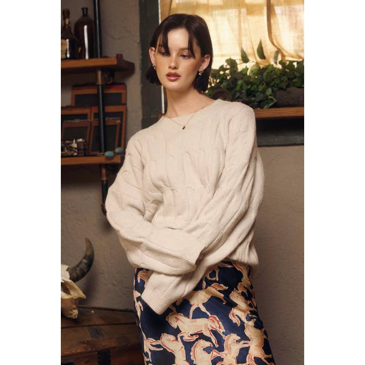 Maglione a maglia intrecciata rilassata Frosted Mesa per la vendita all'ingrosso da parte di Dress Forum