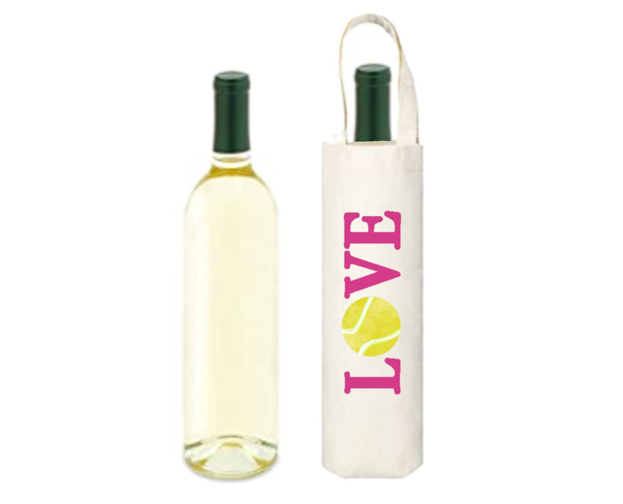 Peachy Pendants - Wholesale Wine Tote - Cotton Wine Tote - Tennis (Choose Design)2