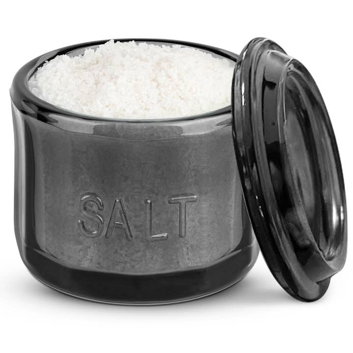 Kook - Wholesale Salt Mill - Kook Embossed Salt Cellar & Lid, Pressed Glass, 10 oz5
