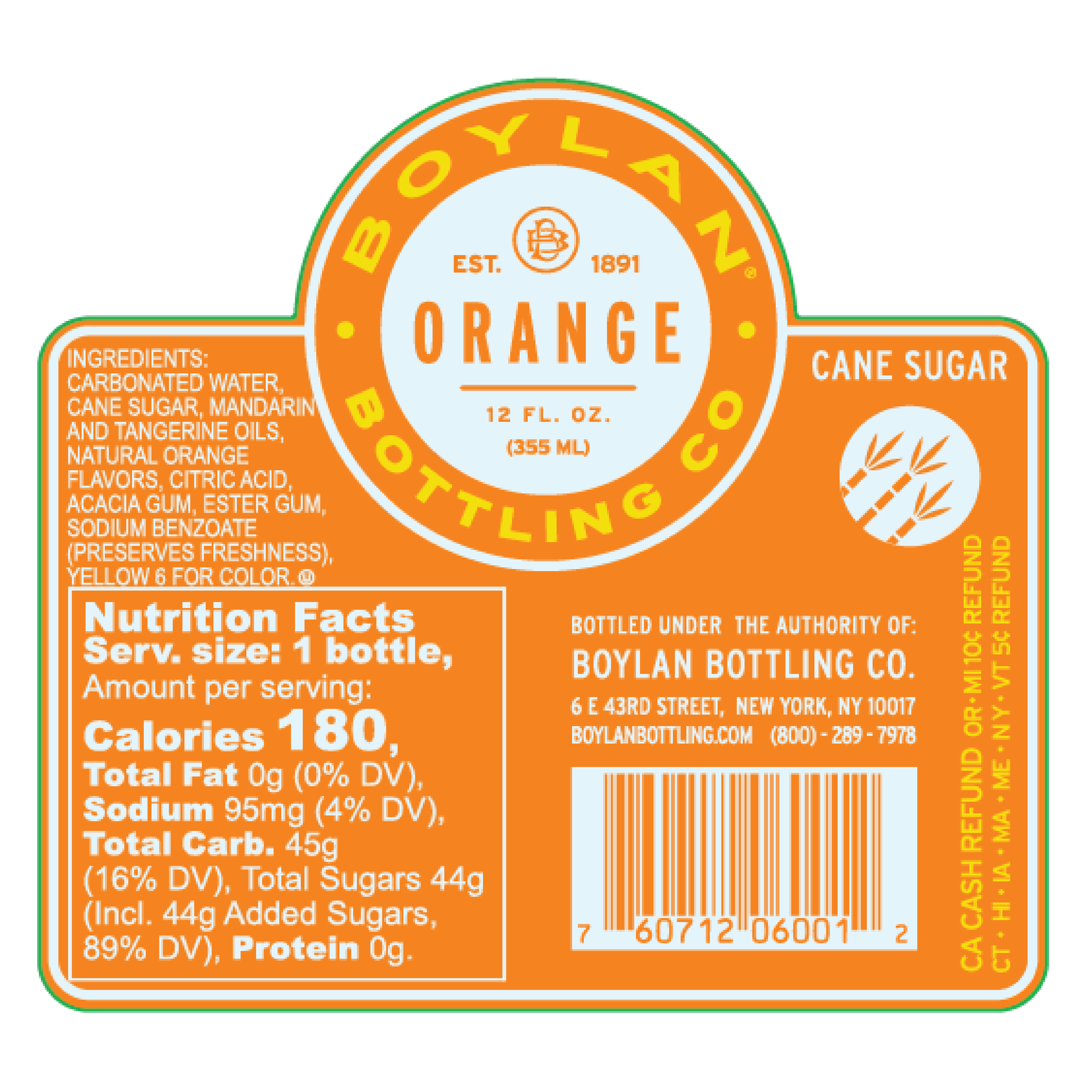 Boylan Bottling Company - Vente Sodas/boissons gazeuses - Soda à l'orange - Pack de 242