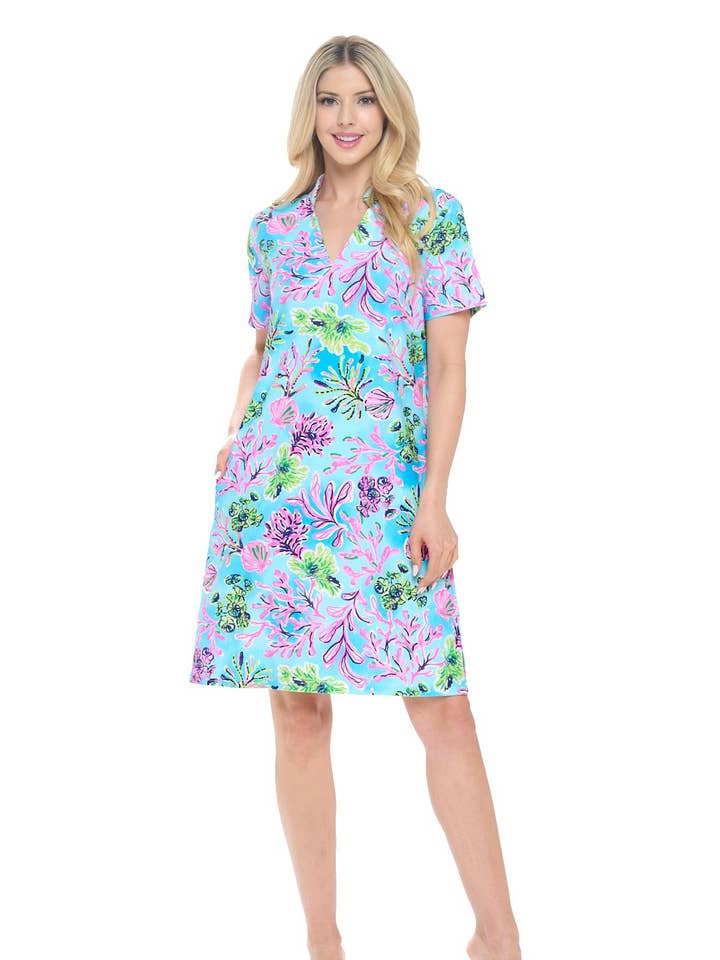 Clarice Floral Print Dress with V-Neck for wholesale by ARYEH