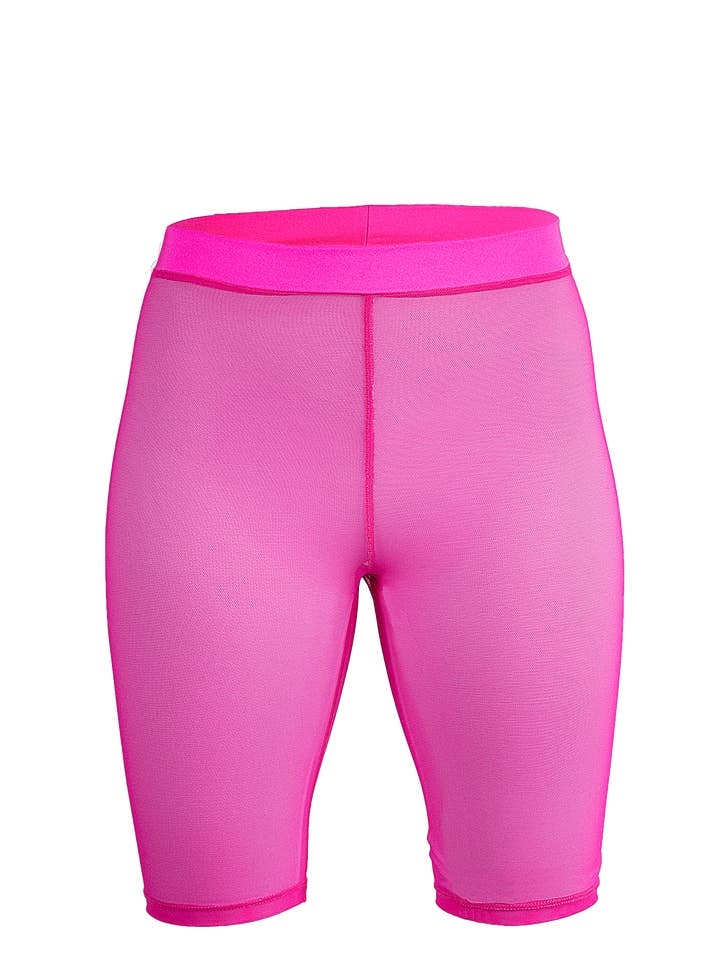 Biker Shorts Stretch mesh / Neon Pink mesh for wholesale by EXES LINGERIE