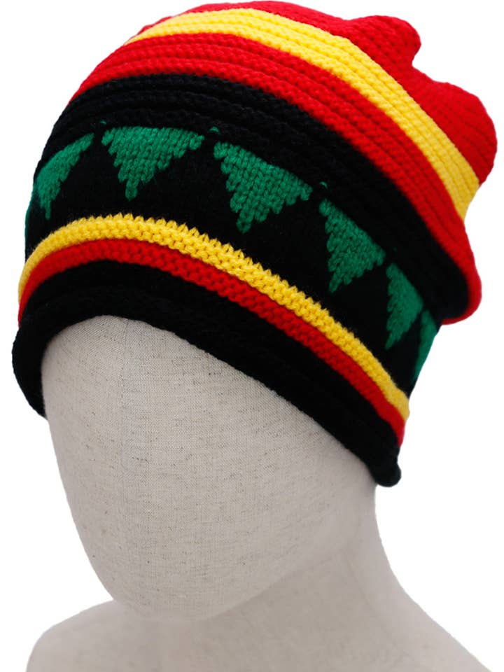 Geometric Stripe Crochet Rasta Tam Short Beanie for wholesale by Cap Zone