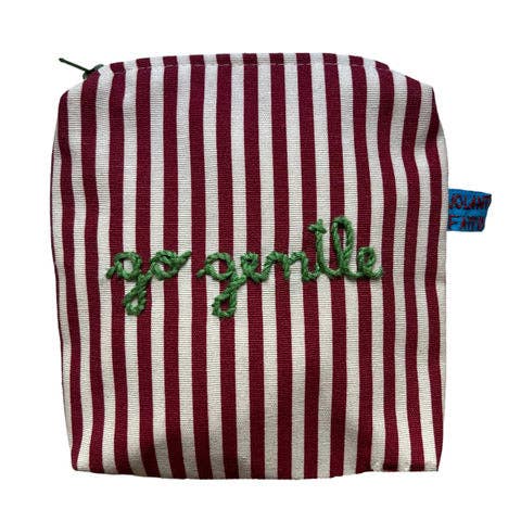 Volants Volant - Wholesale Pouch - Women's - “Go Gentle” hand-embroidered wine striped bag