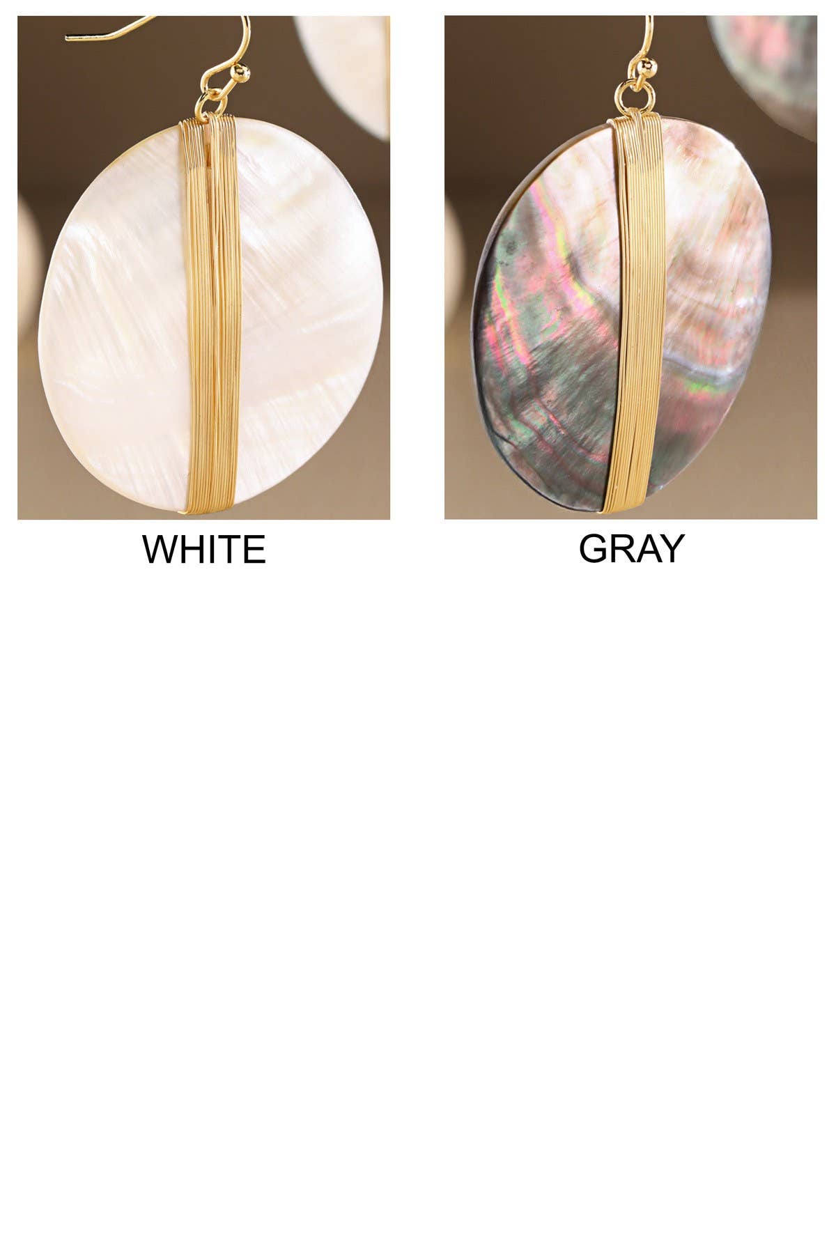 Urbanista - Wholesale Dangle Earrings - Circular Shell and Steel Dangle Earrings3