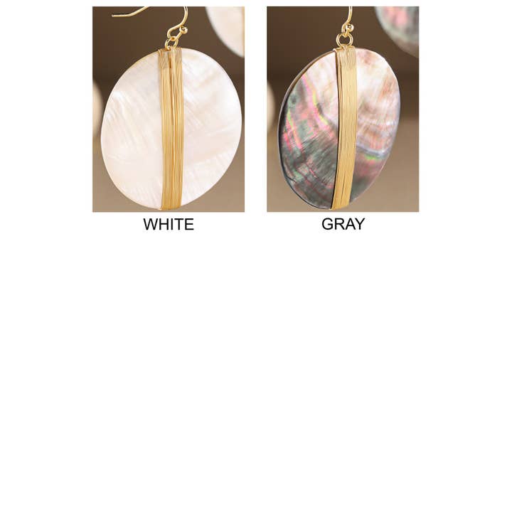 Urbanista - Wholesale Dangle Earrings - Circular Shell and Steel Dangle Earrings3