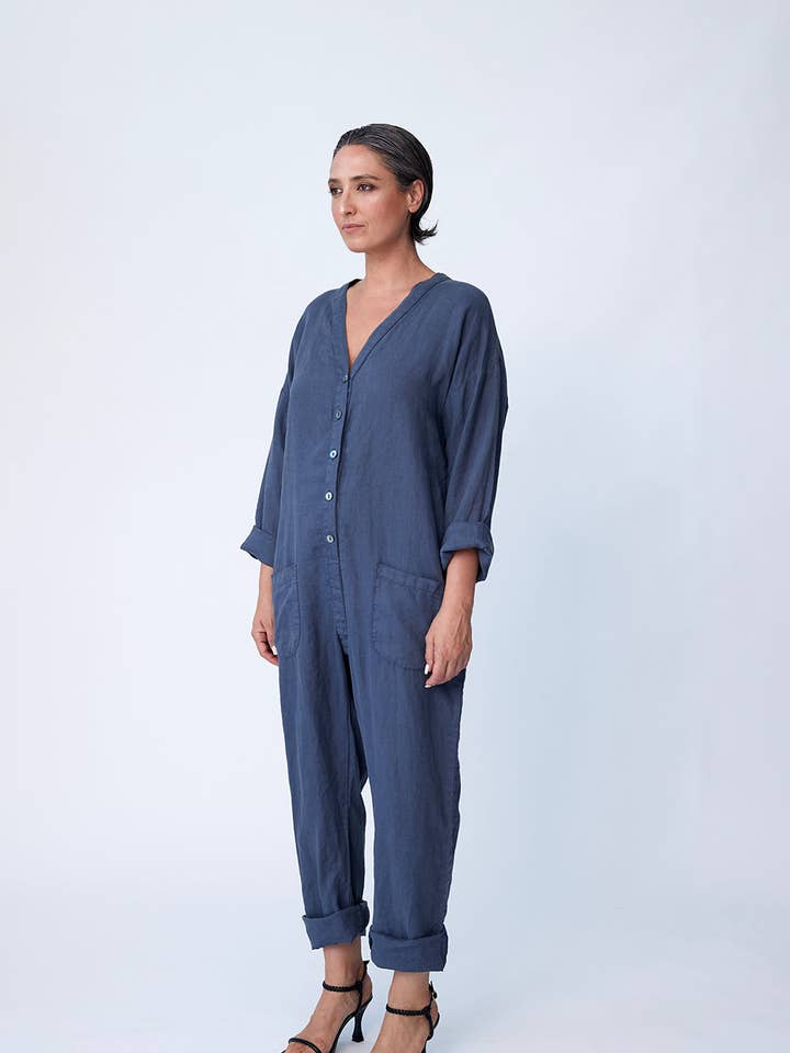 Linen Utility Suit - Indigo for wholesale by Tluxe