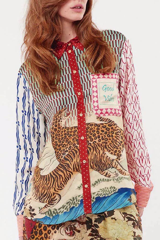 Marron Ensemble chemise et pantalon à imprimé léopard 2 pièces JRM087 en vente sur Faire1