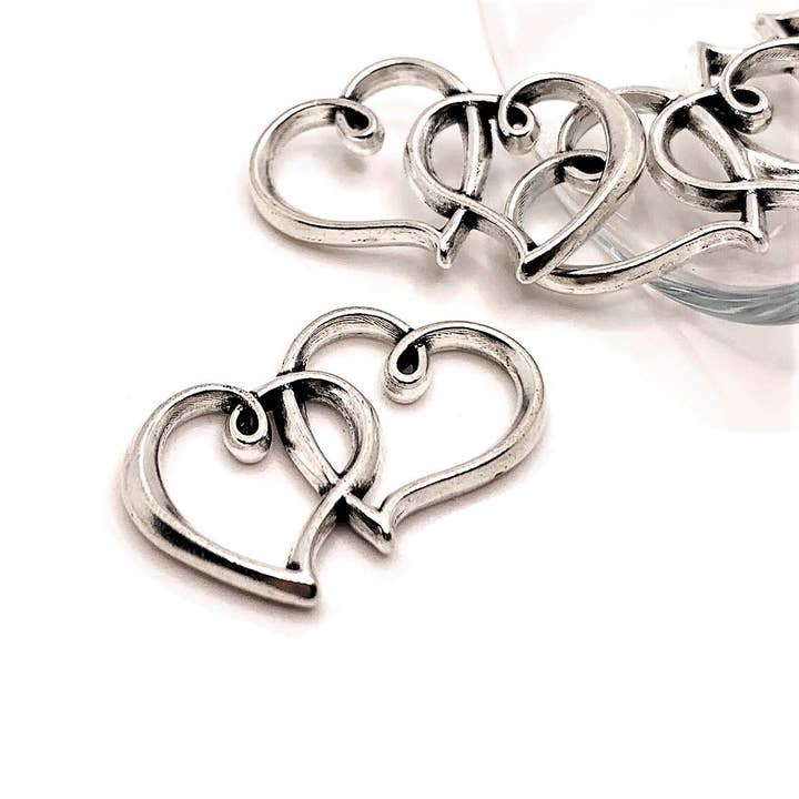 Double Heart Connector Charms, 24x31mm for wholesale by Guerrilla Charm