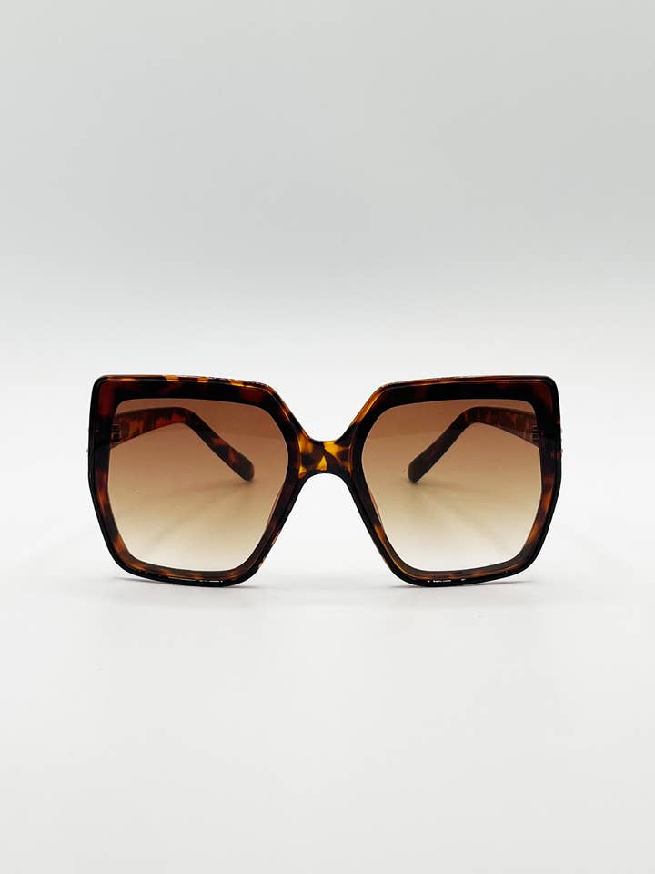 Oversize Cateye Sunglasses with Diamante Detail in Tortoise for wholesale by AFA COLLECTIVE