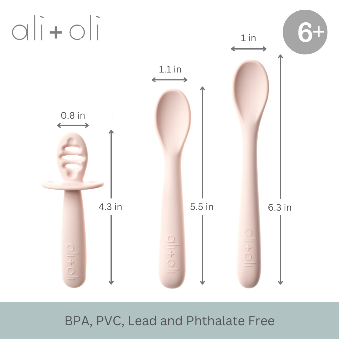 Ali+Oli - Wholesale Flatware Set - Kids & Baby - Ali+Oli (3-pc) Multi Stage Spoon Set for Baby (Blush) 6m+1