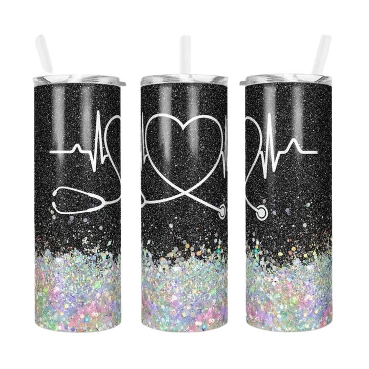Black Glitter Stethoscope - 20 oz. Tumbler for wholesale by Farmtown Printing Company