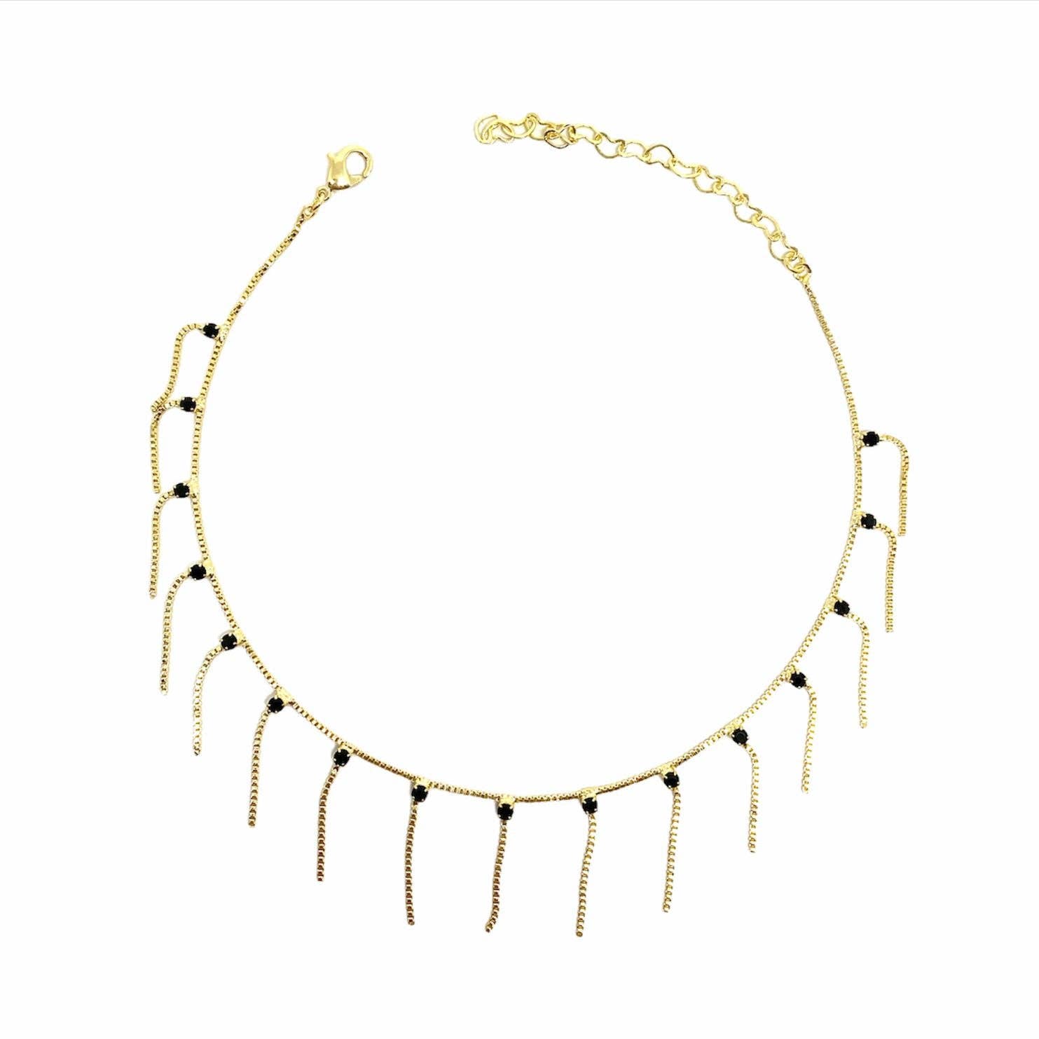 GoldFi - Vendita all'ingrosso Cavigliere - Cavigliera con catena a forma di scatola riempita in oro 18 carati, multicolore, nero, trasparente1