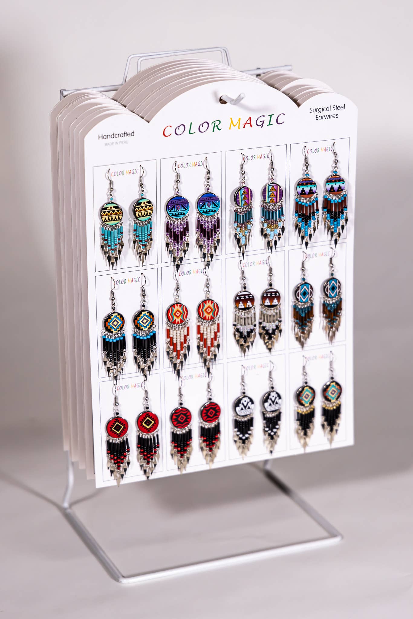 Shelley Enterprises Inc. - Vendita all'ingrosso Orecchini pendenti - 7601-Orecchini dipinti, fatti a mano con perline ceche25