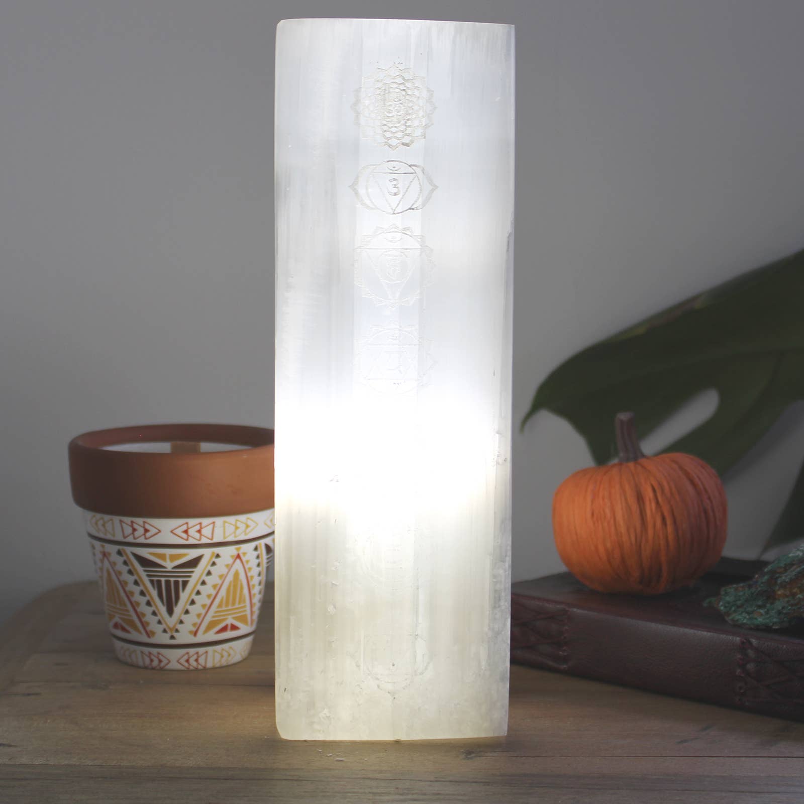 Ancient Wisdom - Wholesale Accent/Desk Lamp - Selenite Block Lamp 25cm - Chakra Lamp - UK plug0