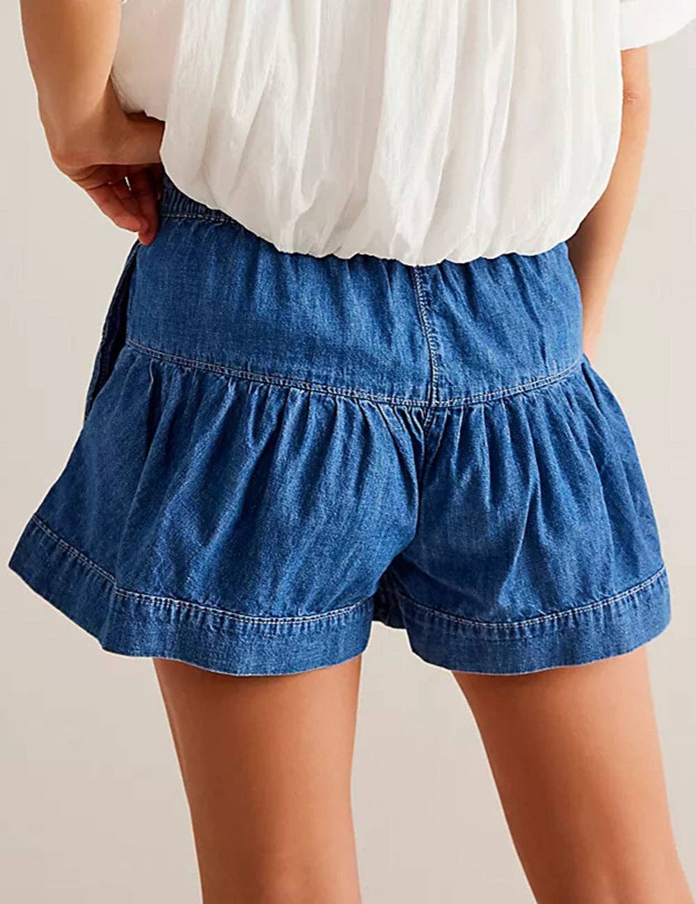 Sweetkama - Wholesale Shorts - Women's - Ladies Solid Color Cotton Denim Shorts SKS4082