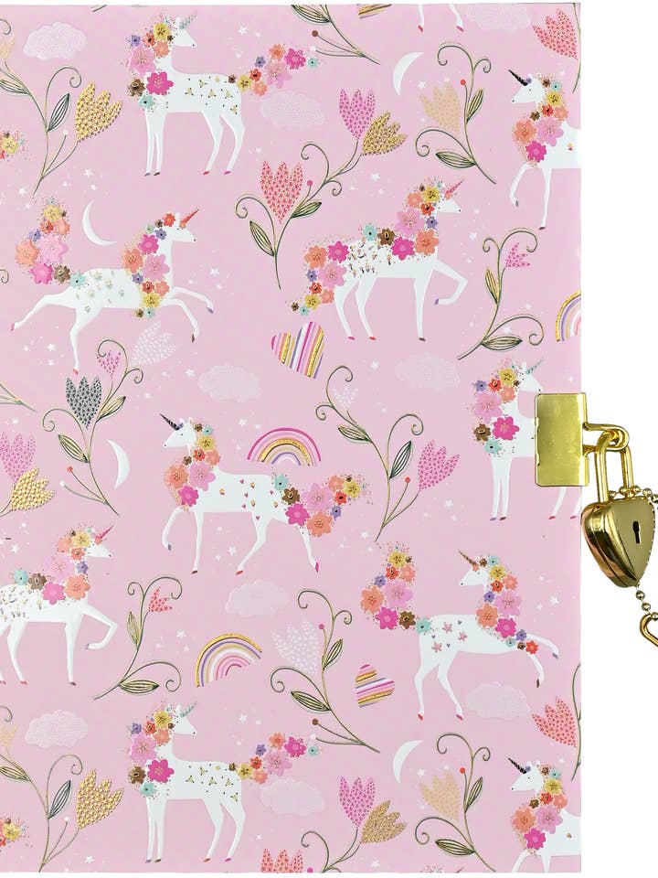 Unicorn Blooms Locking Journal for wholesale by Peter Pauper Press
