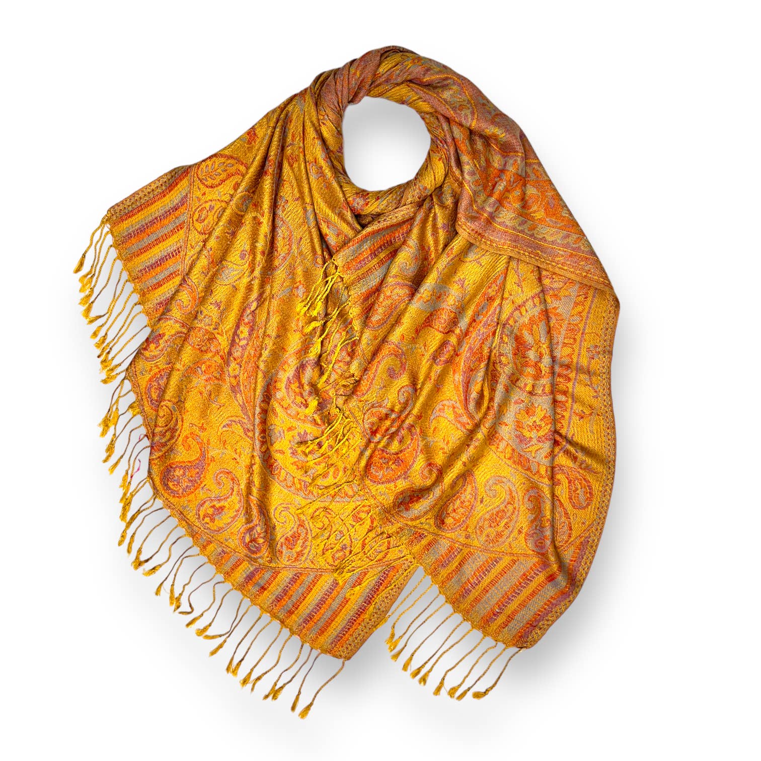 London Scarves - Vendita all'ingrosso Sciarpa - Donna - Pashmina jacquard con stampa paisley e frange21
