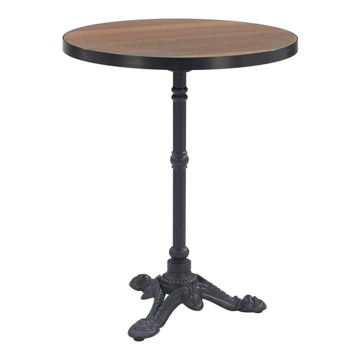 Mesa de Jantar Redonda com Base de Pedestal de 24" em Nogueira e Madeira Preta e Alumínio para Interior e Exterior por atacado de HomeRoots