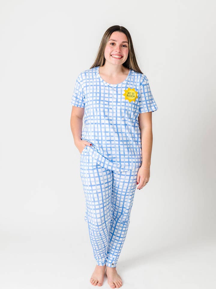 The Risen Son Womens PJ Short Sleeve Jogger Set Bamboo for wholesale by Holy Pals