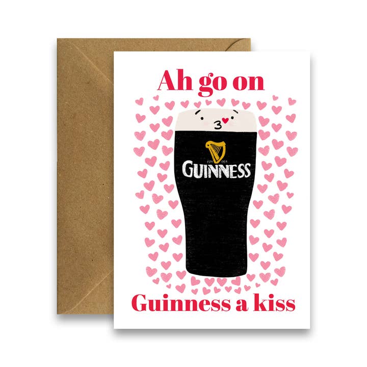 Guinness Um Beijo - Cartão de Amor Irlandês por atacado de By Claire Schorman
